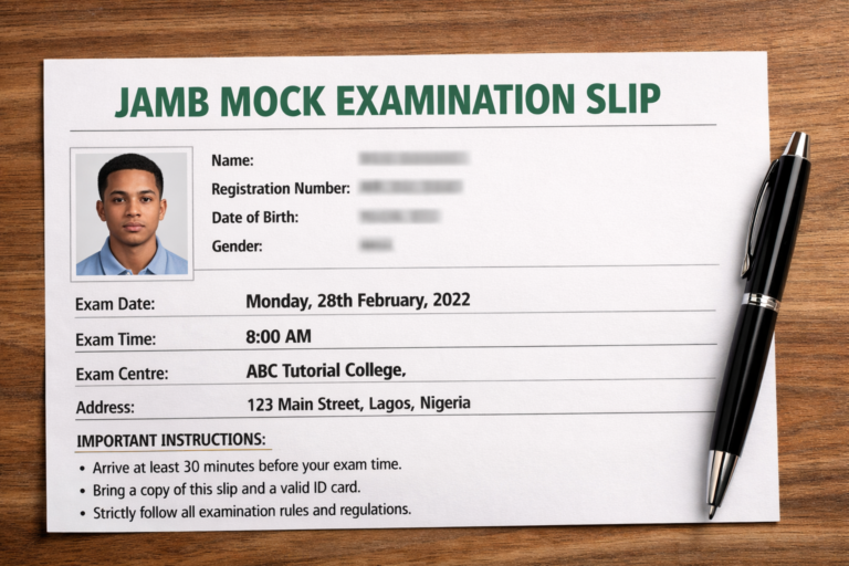 jamb mock examination slip
